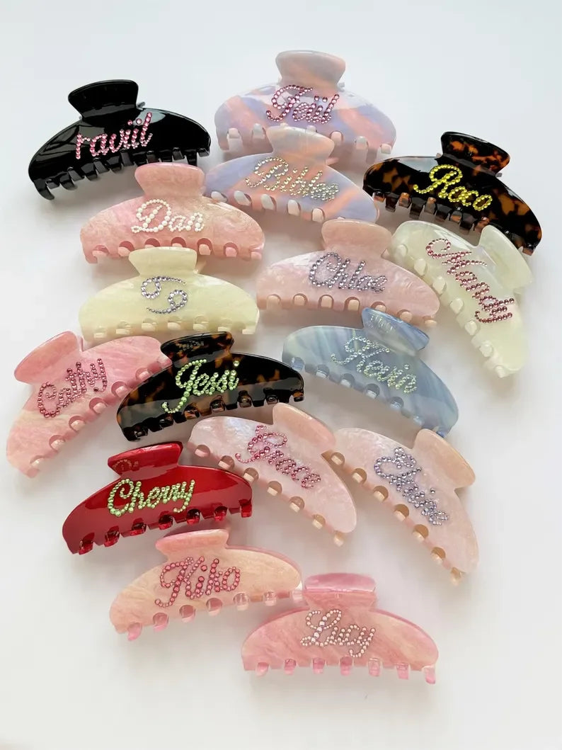 Custom Name Rhinestone Bridesmaid Hair Claw Clip Personalized Hair Decoration Accessory,Anniversary Gift Wedding Bride Gift