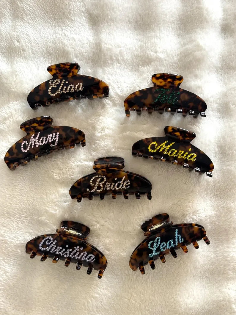 Custom Name Rhinestone Bridesmaid Hair Claw Clip Personalized Hair Decoration Accessory,Anniversary Gift Wedding Bride Gift
